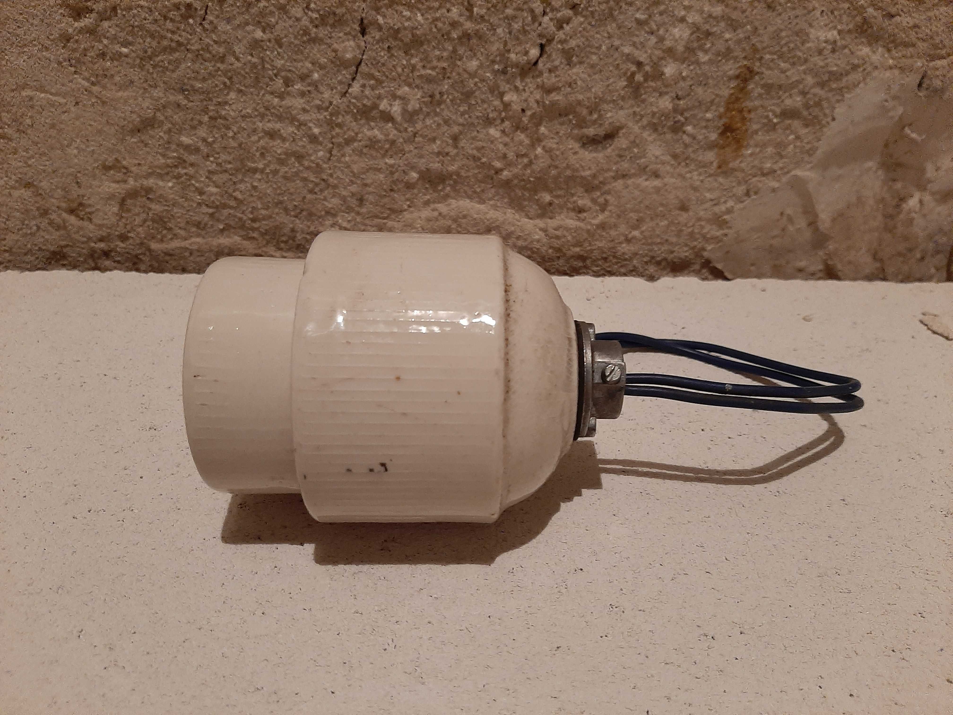 Oprawka ceramiczna żarówki E40 stara PRL loft industrial design duża