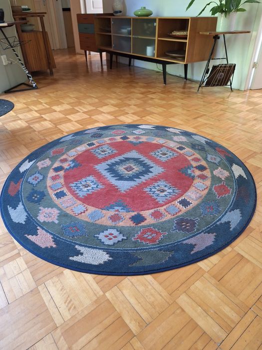 Okrągły wełniany dywan boho, prl, loft