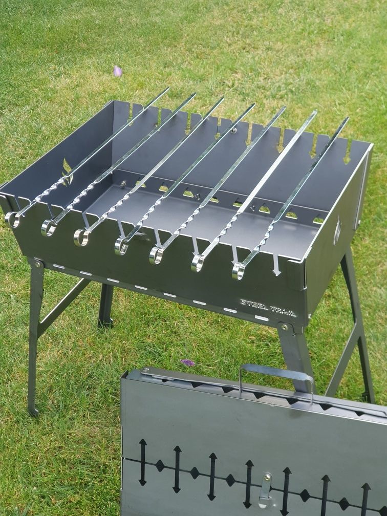 Grill Mangal składany walizka Solidny blacha 2mm na 7/8 szampurów