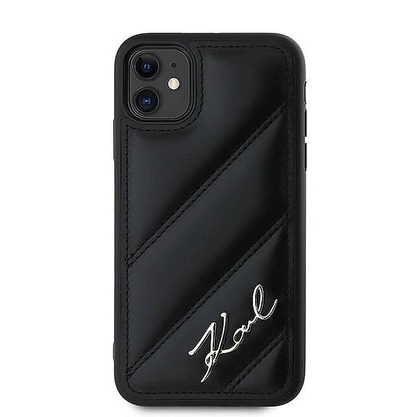 Etui Karl Lagerfeld Diagonal Quilted Script na iPhone 11 / Xr - czarne