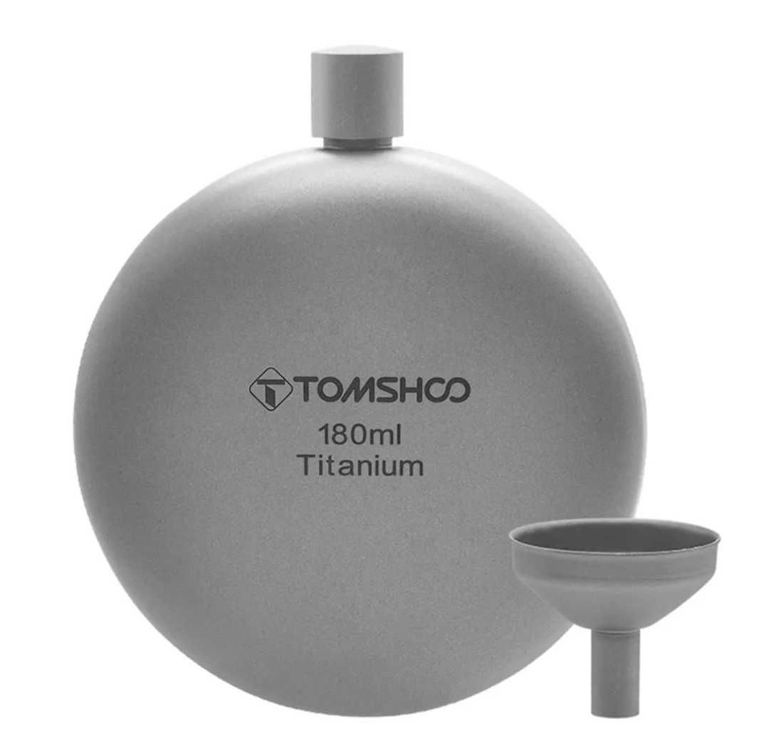 Титановая фляга Tomshoo titanium 180 мл для алкогольных напитков.