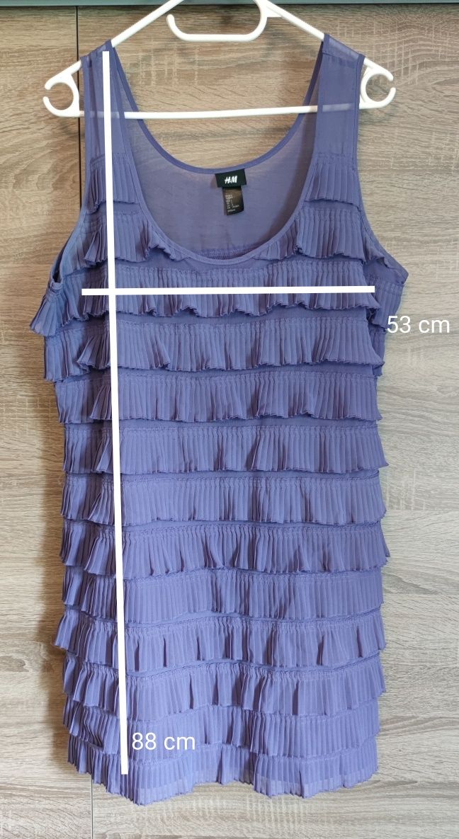Sukienka letnia falbanki rozmiar L H&M fioletowa
