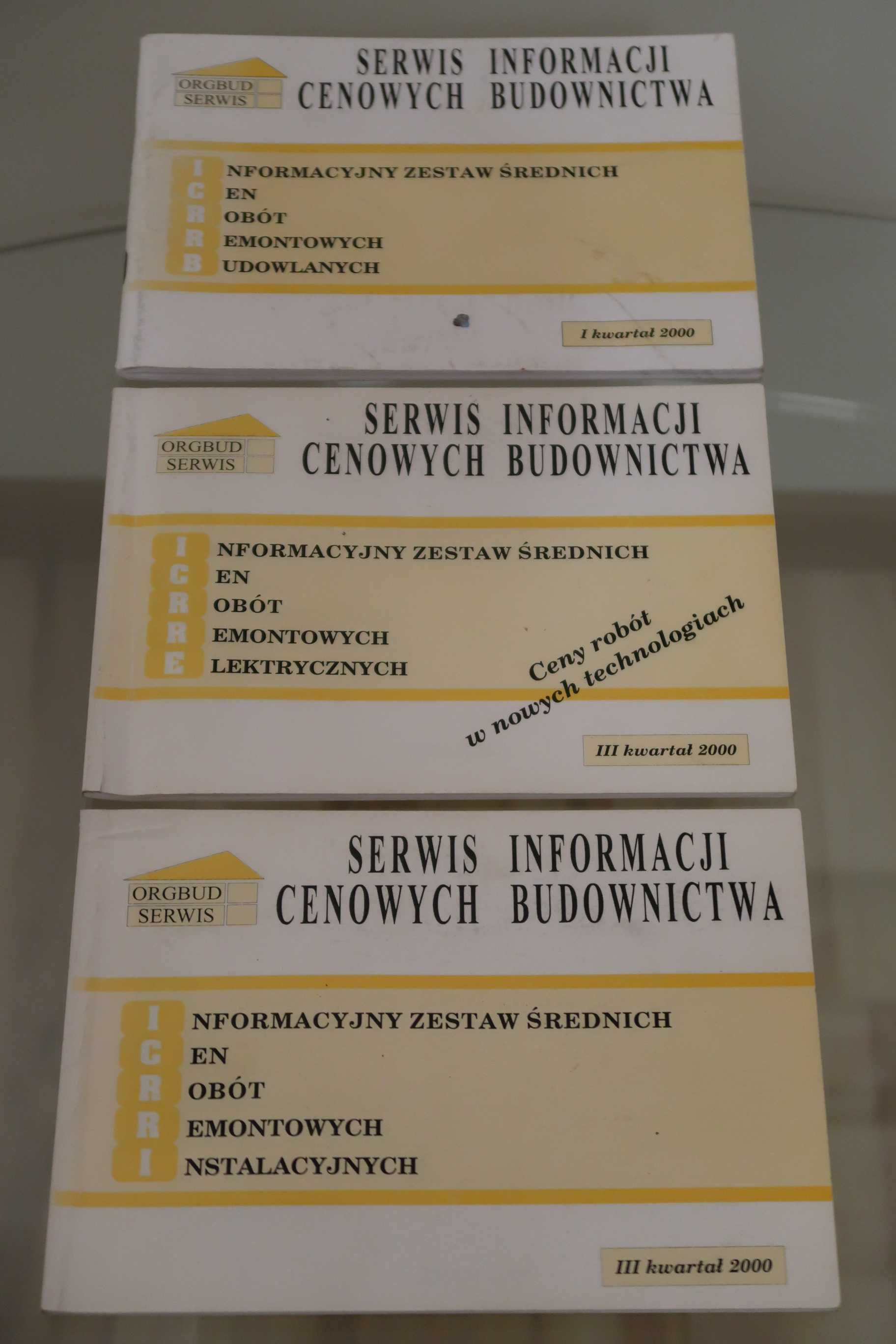 Serwis Informacji Cenowych Budownictwa - I i III kwartał 2000