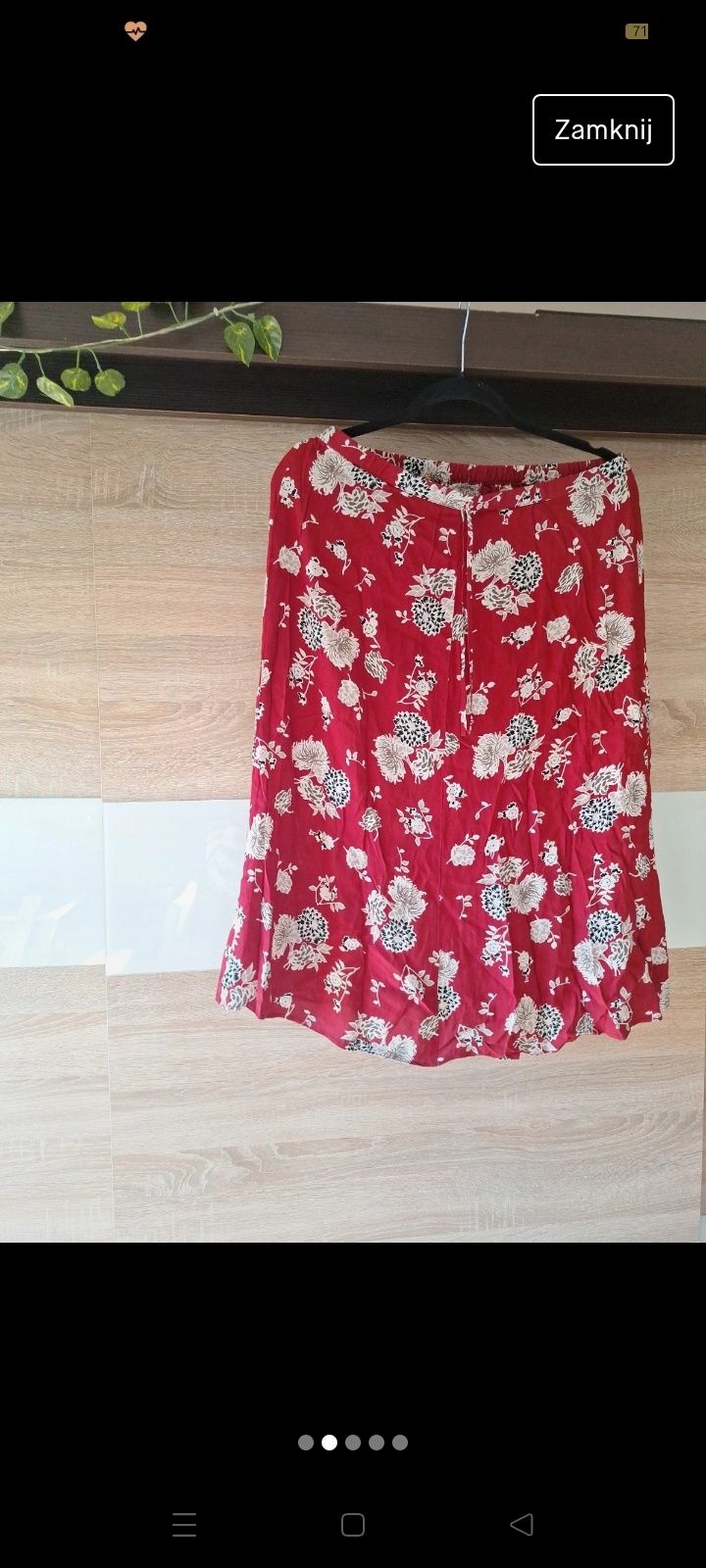 Czerwona spódnica w kwiaty wiskoza 42