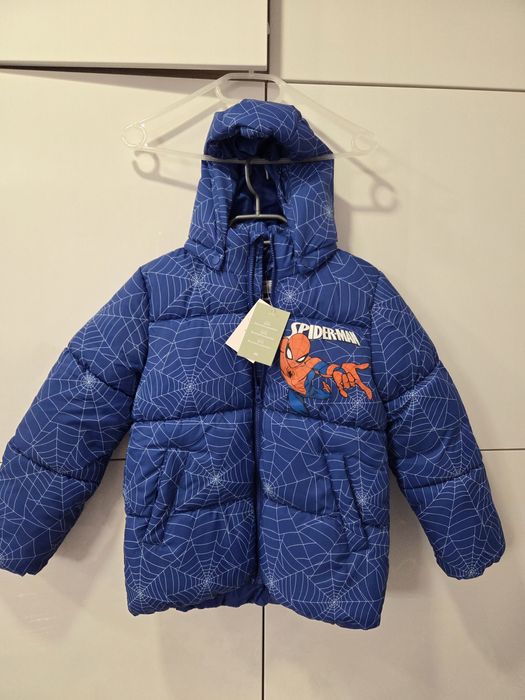 Nowa kurtka zimowa niebieska Spiderman 134 140 h&m