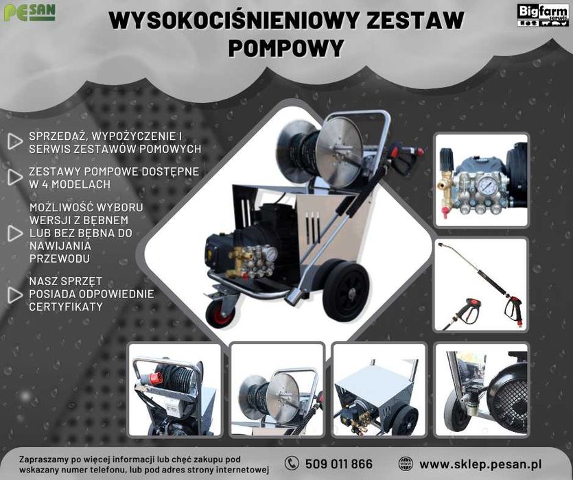 zestaw pompowy, myjka ciśnieniowa WYNAJEM płukanie linii pojenia