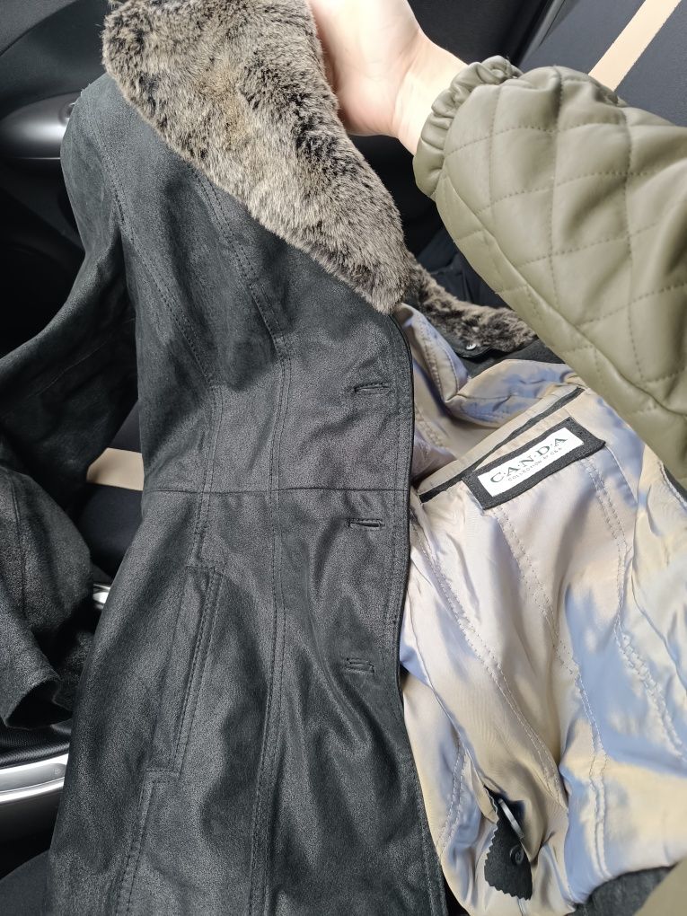 Nowa zamszowa brązowa kurtka Leather Genuine Canda rozm. S