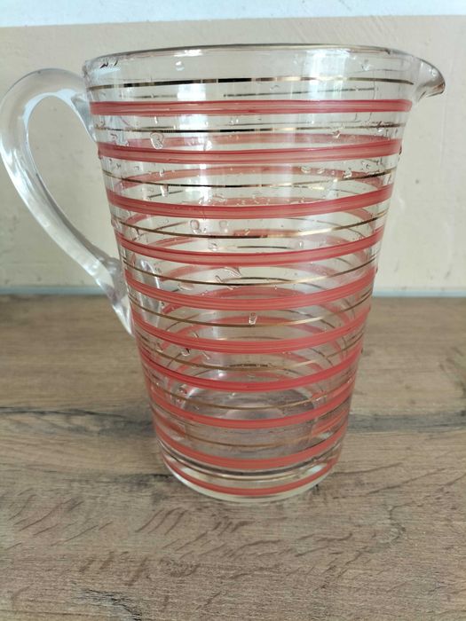 Oszałamiający kolorowy zestaw - dzbanek + 3 szklanki - Vintage Pitcher