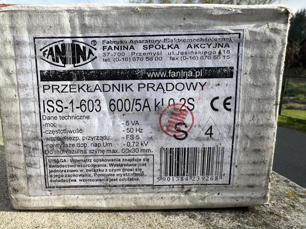 Przekładnik prądowy fanina 600/5a klasa 0,2s