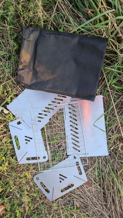 Mini Grill Turystyczny Campingowy Bushcraft 20x13x16cm Futerał