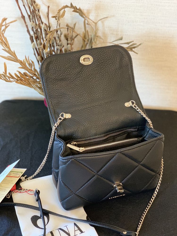 Кроссбрди Marina Creazioni дизайнерские кожаные сумочки черный и джинс