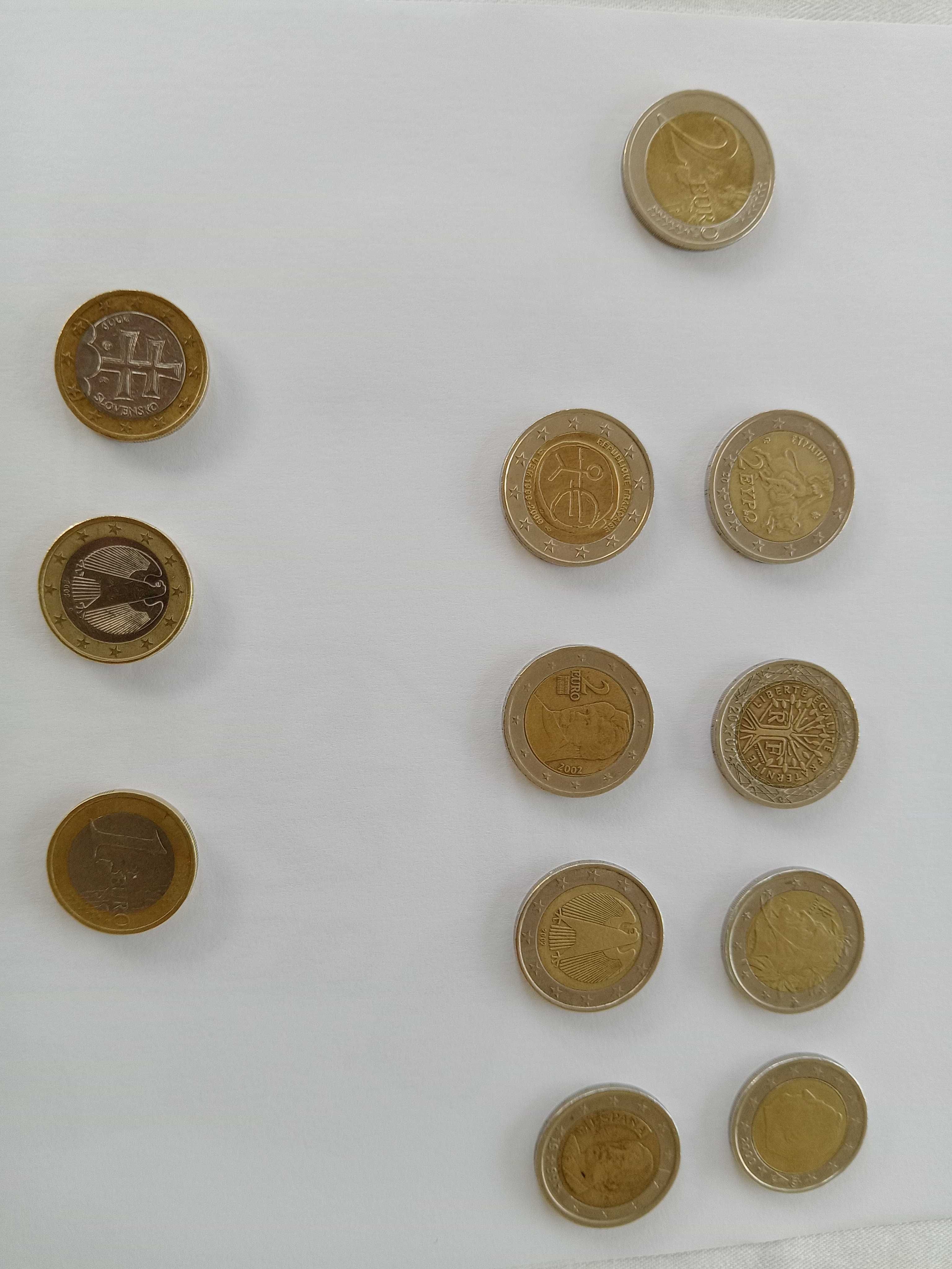 Moedas raras de 2 e 1 euro