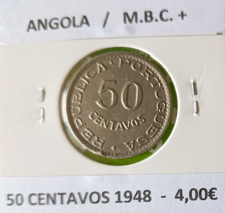 2 Moedas Portuguesas 50 centavos da Ex colónia Ultramarina de Angola
