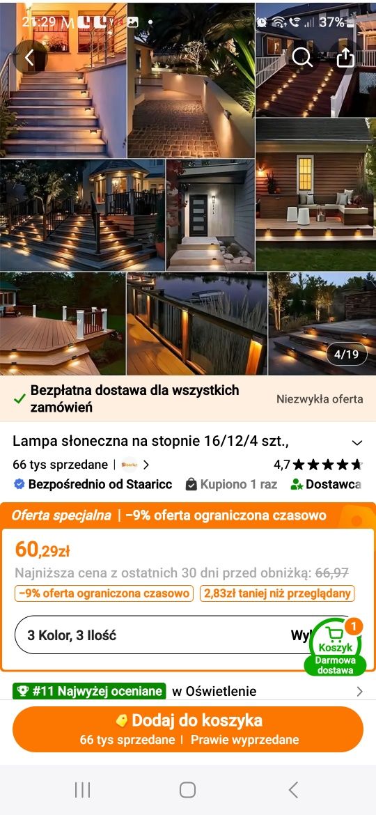 Oświetlenie solarne na schody, progi, ogrodzenie itp