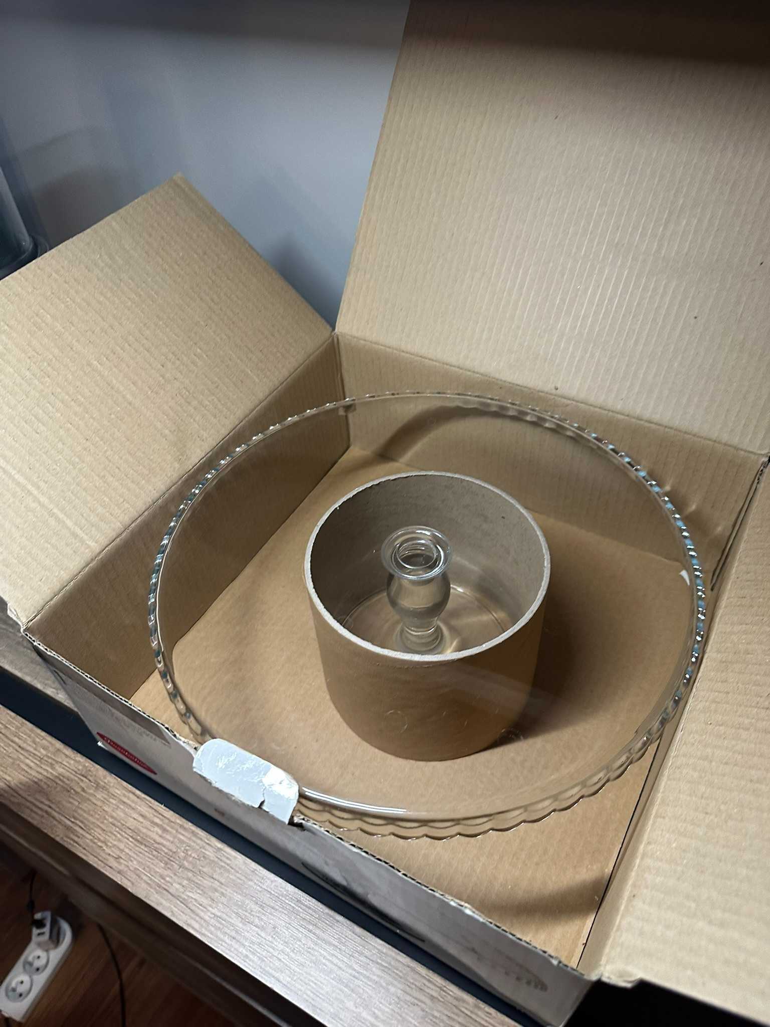 Patera na ciasto szklana NOWA
