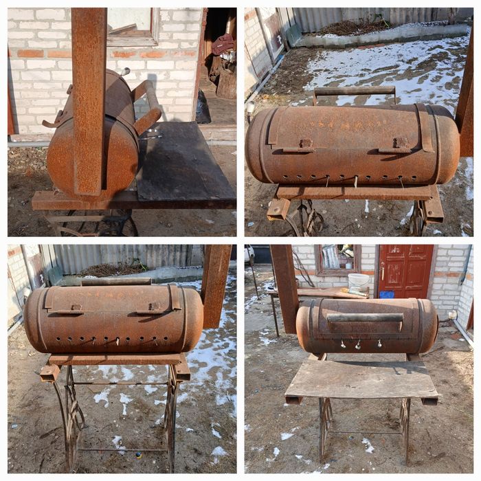 Мангал-коптильня с трубой