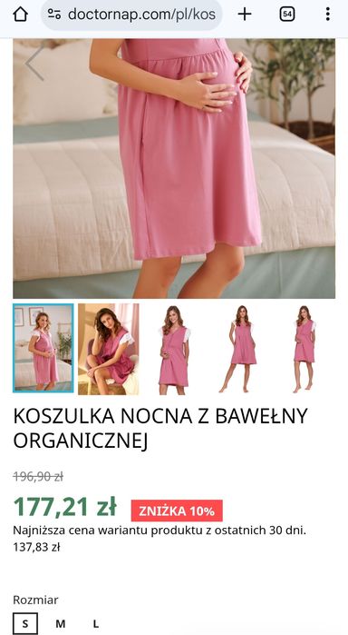 Koszulka nocna do karmienia Dr NAP z bawełny organicznej z haftem