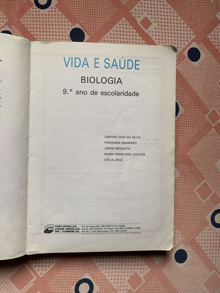 “Biologia - vida e saúde” 9° ano Porto Editora