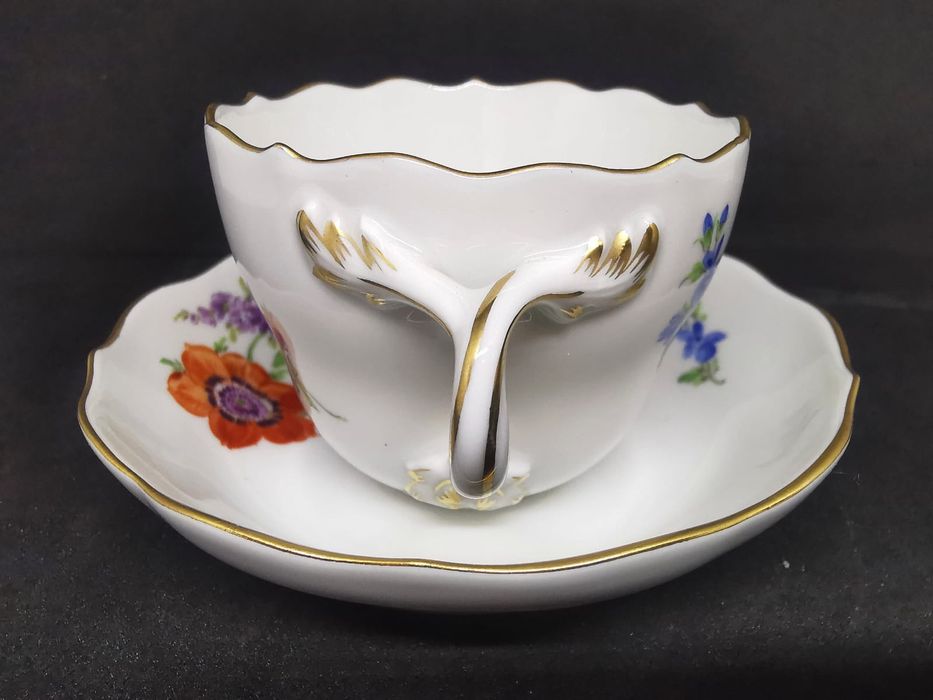 Porcelana Meissen DUO Mokka Miśnia Dekor kwiatowy
