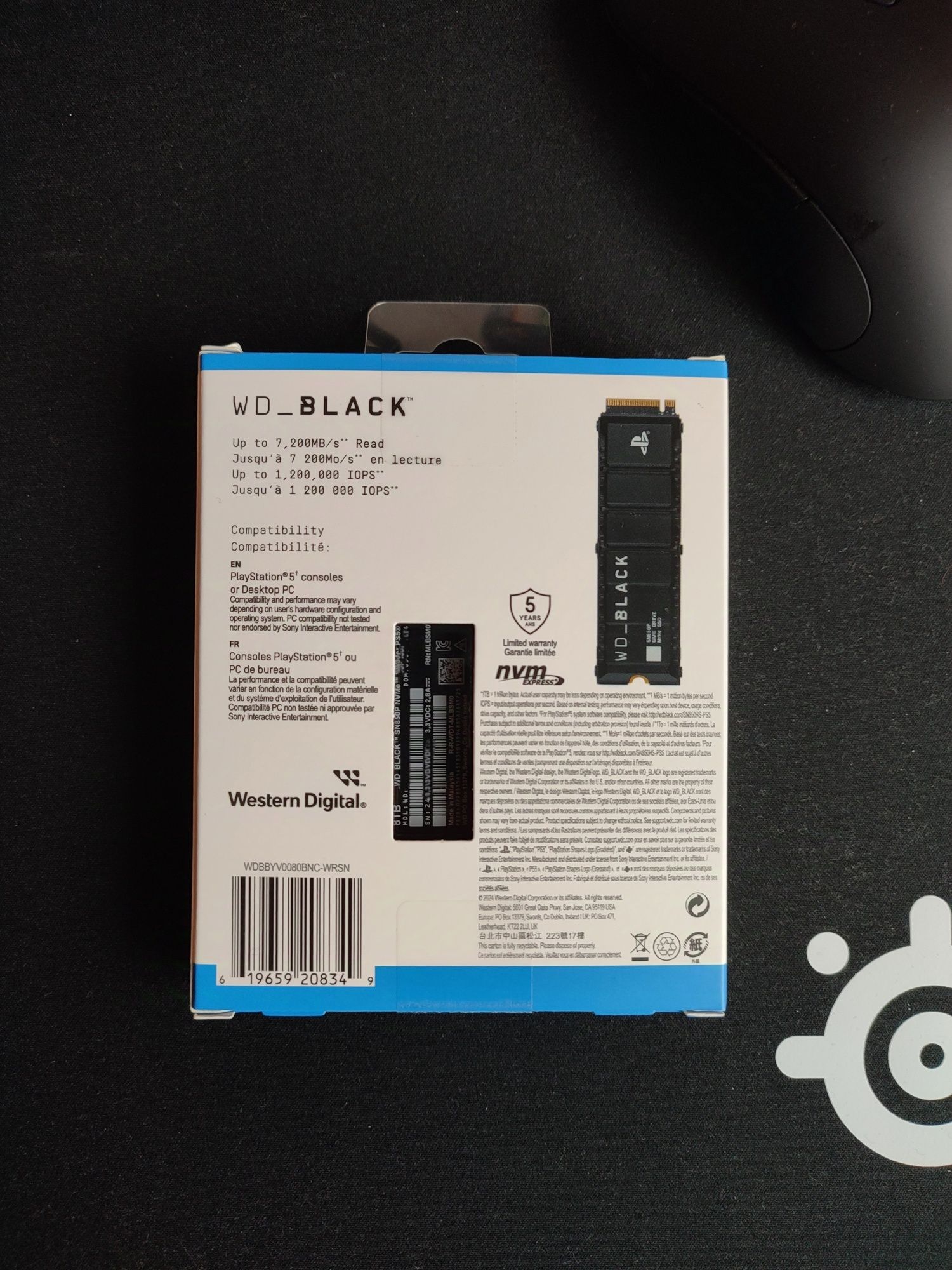 WD BLACK SN850P 8TB + heatsink. For PlayStation 5. SSD m.2 NVMe PCIe.