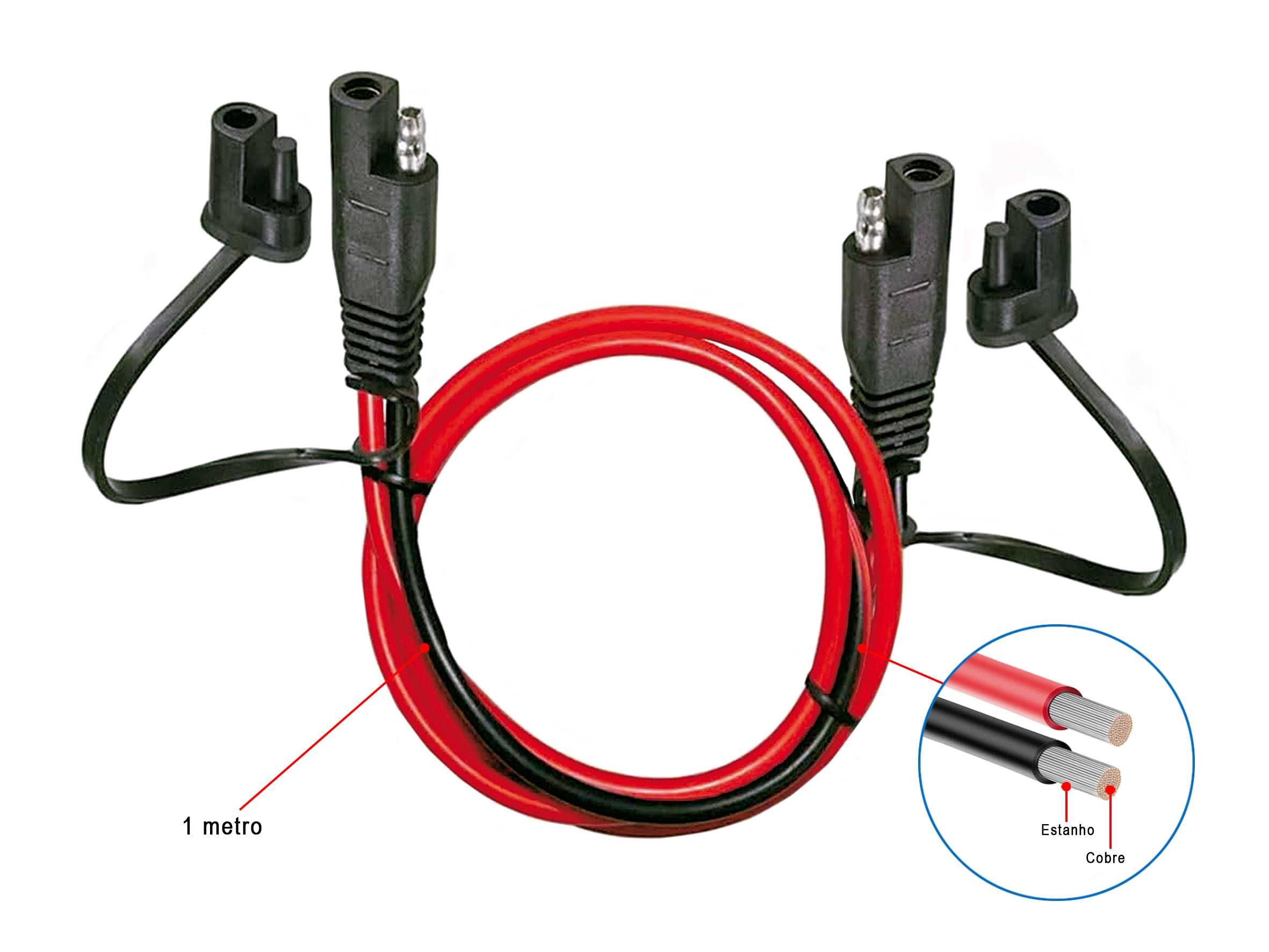 Cabo de extensão SAE para SAE de 18 AWG para ligar à bateria (1 metro)