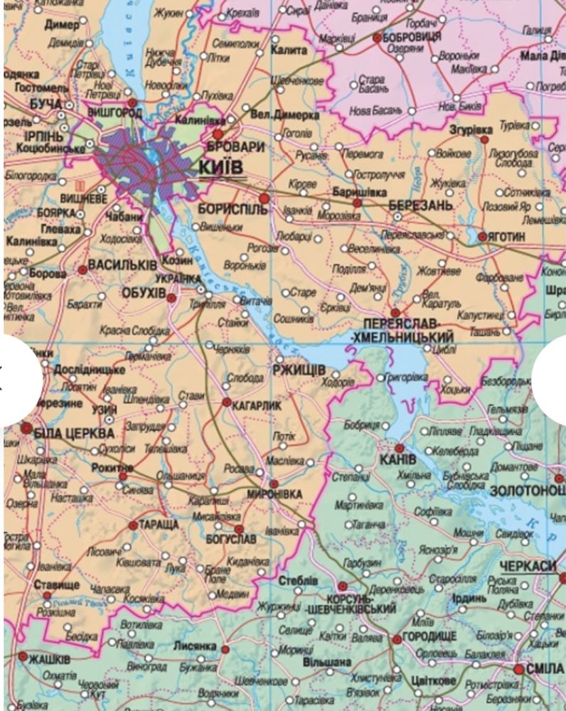 Политико-административная карта Украины настенная