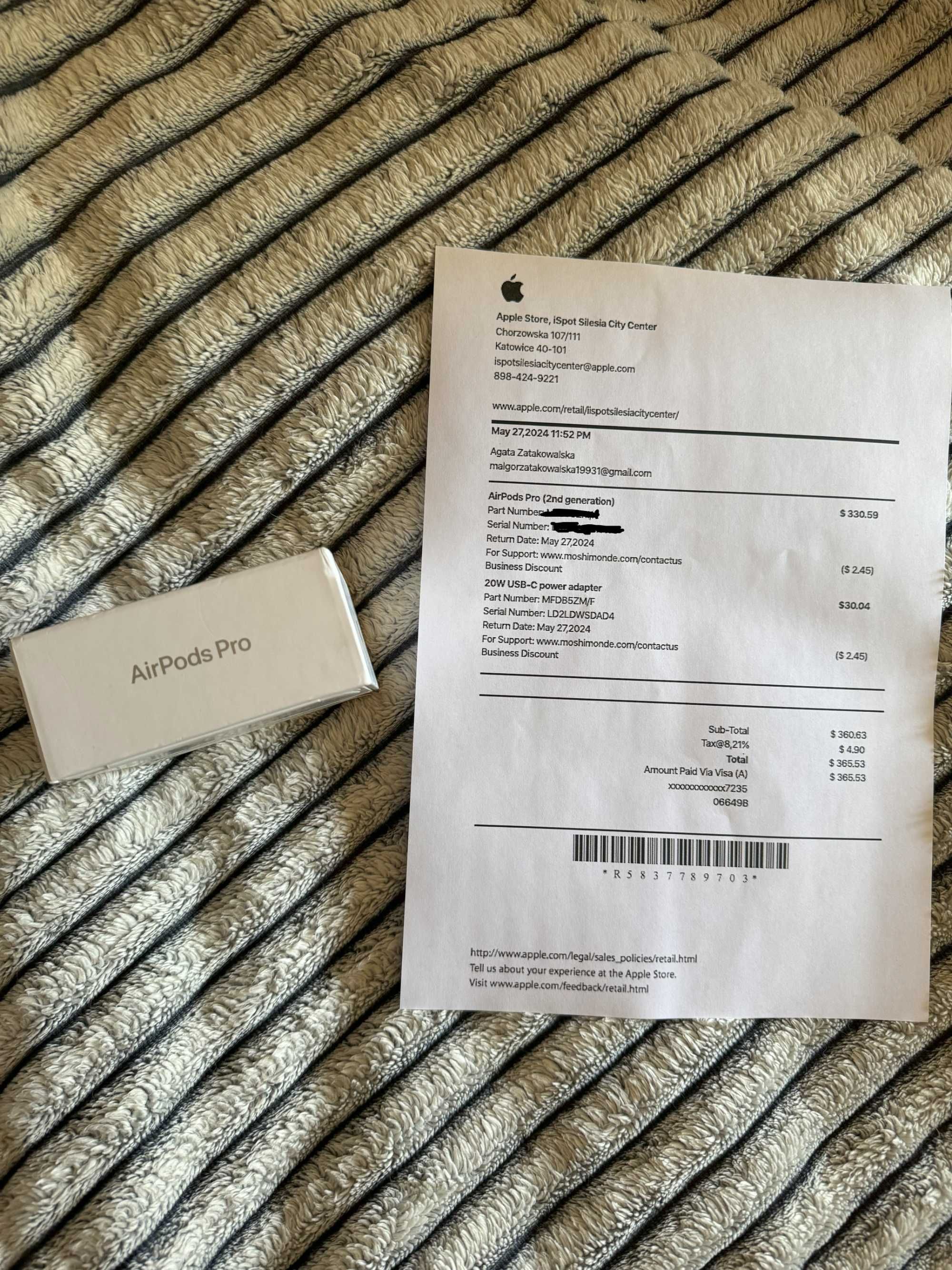 Nowe słuchawki Apple AirPods Pro 2. Kupione w oficjalnym sklepie