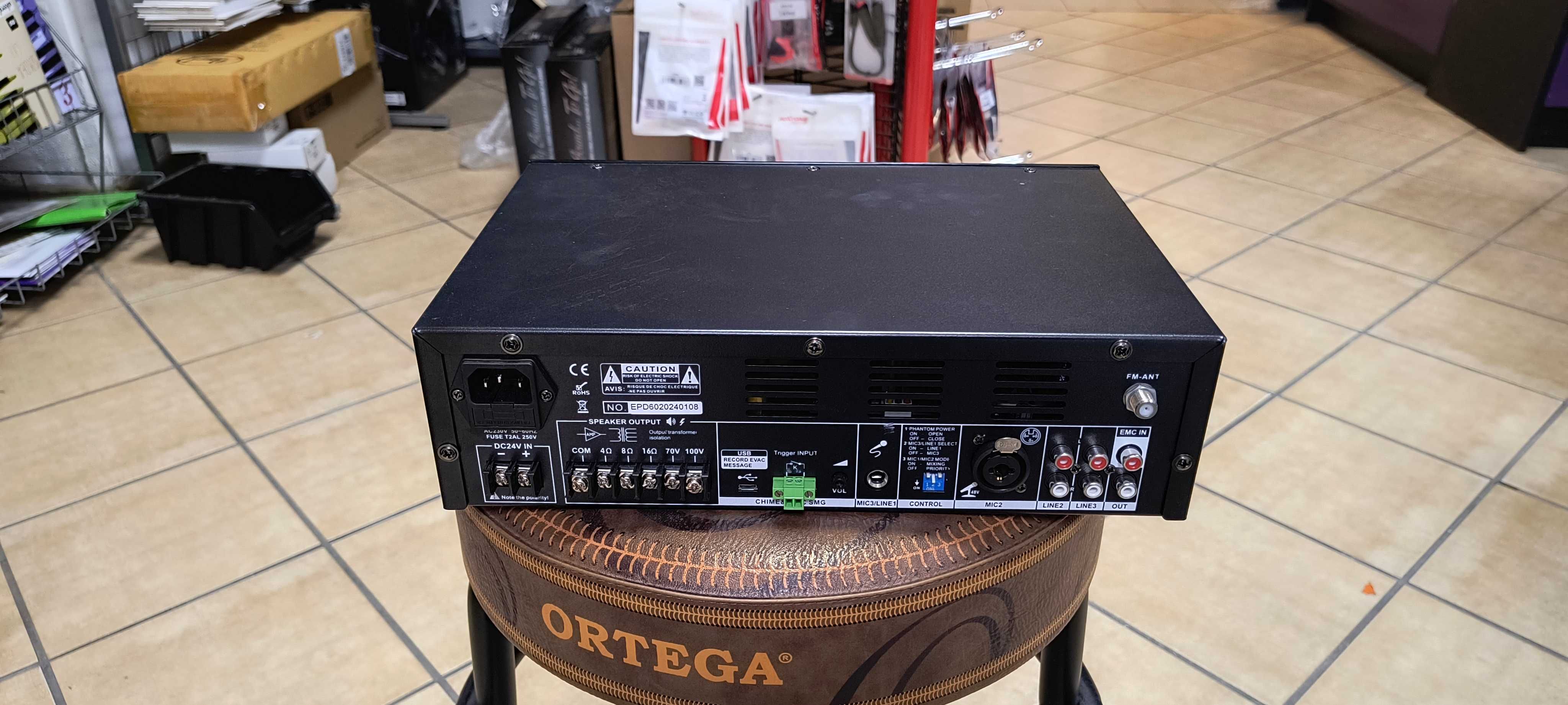 Wzmacniacz 100V Radiowęzeł Mikser NSP NPA-60 Sprawny Nieużywany Pilot