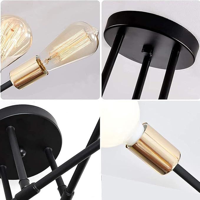 Żyrandol Retro Wenppran Metalowy Sputnik 6 lamp Czarny E27