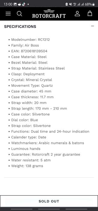 Relógio Rotorcraft Air Boss RC1212 (seiko)