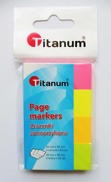 Zakładki znaczki samoprzylepne papier 20x50mm 4 kolory fluo x 50szt.