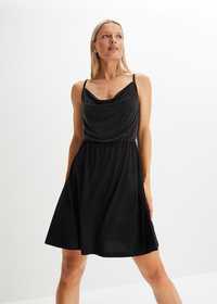 B.P.C sukienka na ramiączka czarna z brokatowym połyskiem 48/50 .