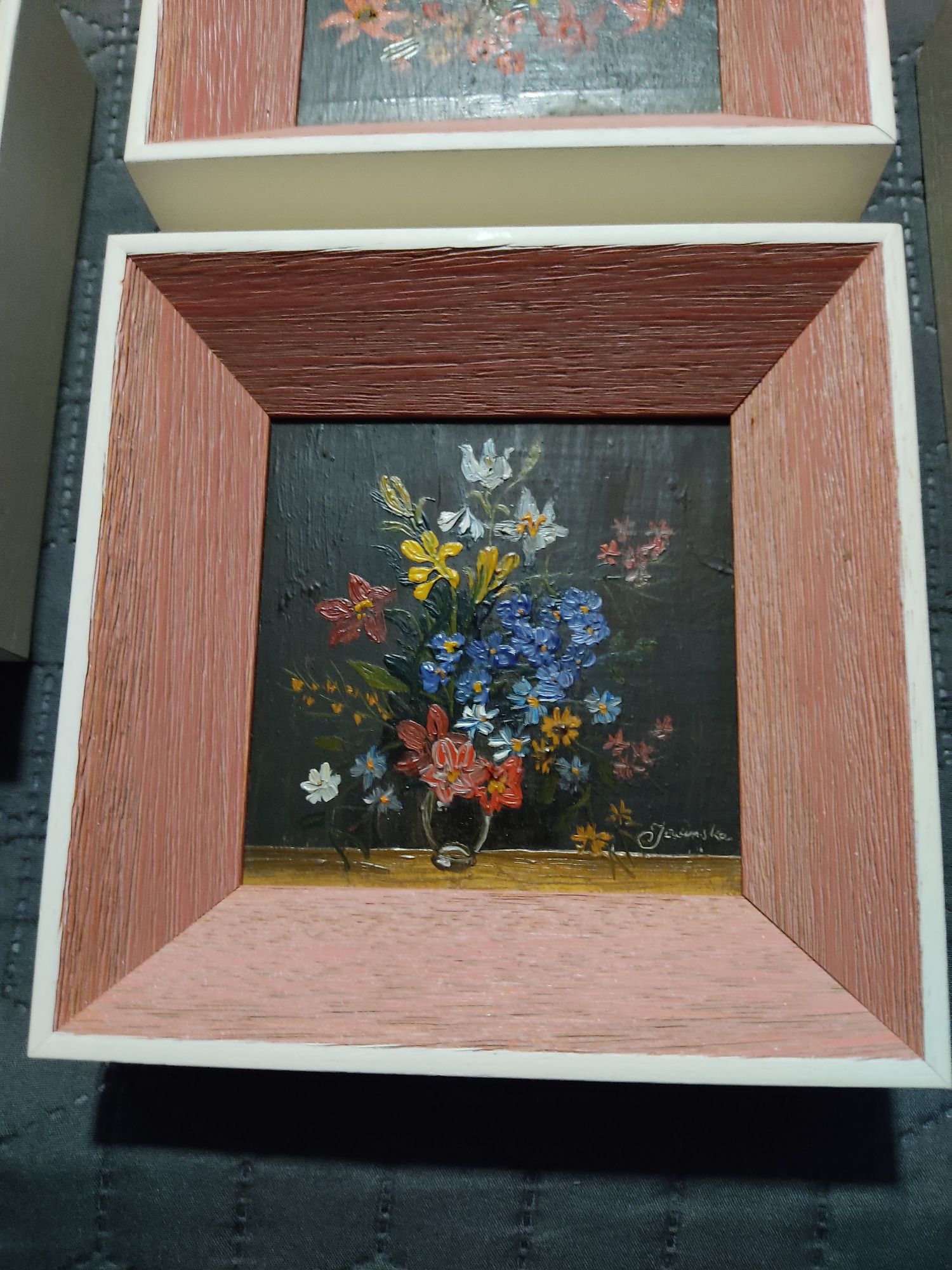 Jasińska"Kwiatowo"-przepiękne obrazy olejne na płytach!