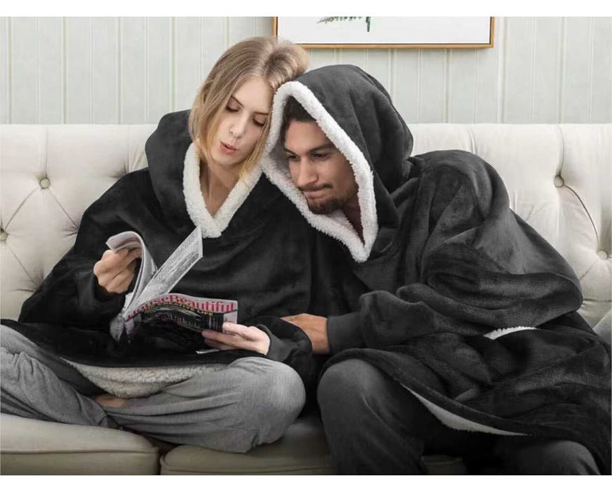 Koco Bluza Oversize Długa Ciepła Koc Damska z Kapturem Dzień Kobiet