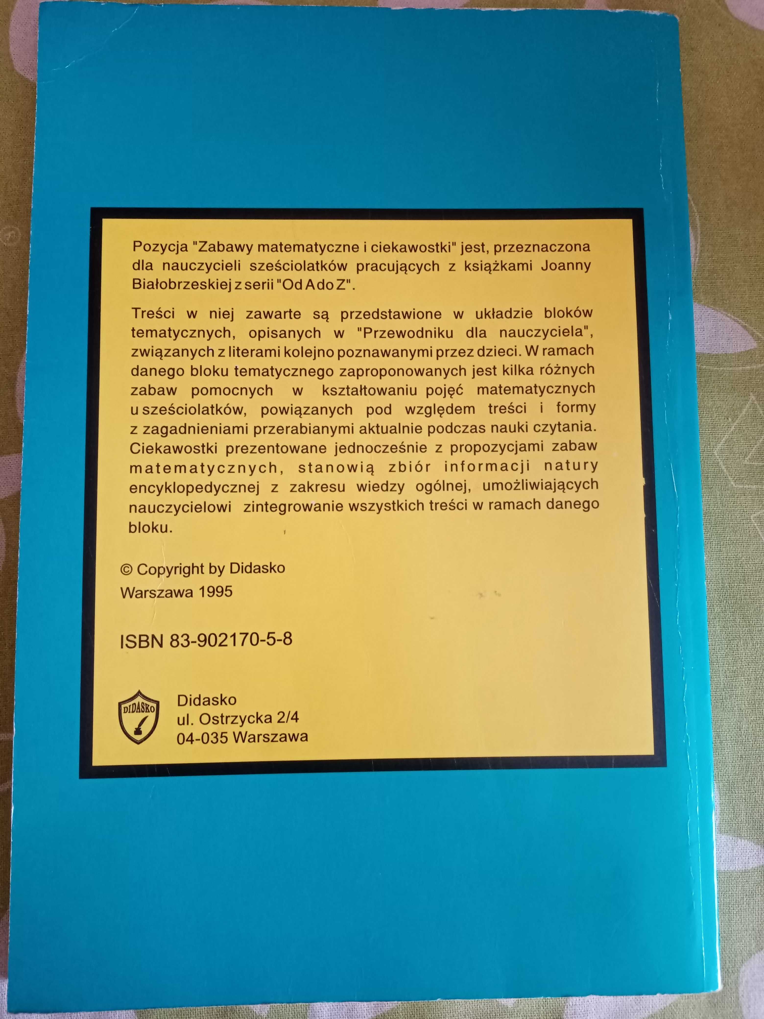 Zabawy matematyczne "Od A do Z" książka z wierszykami i zabawami