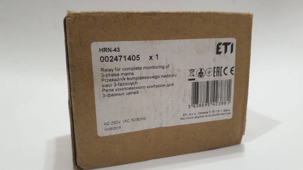 Реле контроля фаз ETI 002471405 HRN-43 230V (3F 2x16A AC1)