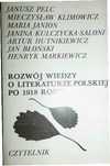 Rozwój Wiedzy O Literaturze Po 1918 Roku J. Pelec