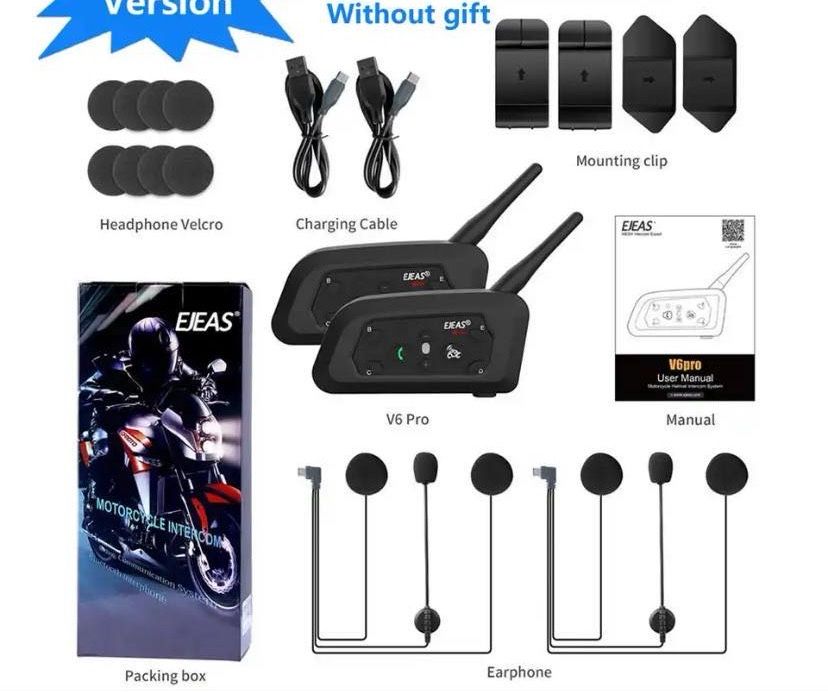 Interkom Ejeas V6 Pro Plus x2 kask Motocykl Uchwyt