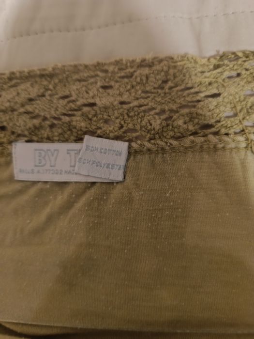 Zara, BY TRF, oliwkowa sukienka na szerokich ramiaczkach, rozm. M