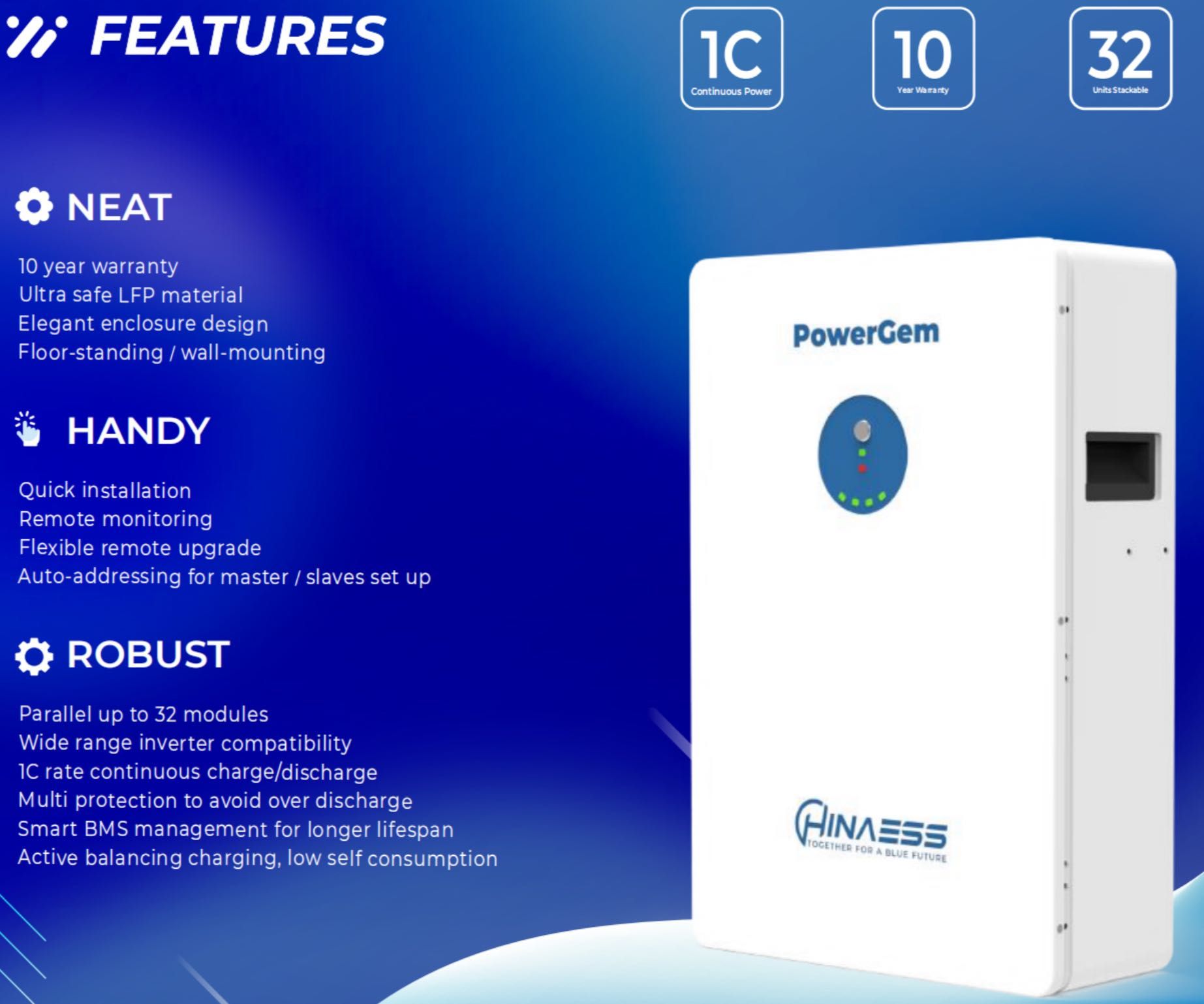 HinaESS Magazyn energii POWERGEM 5.12kWh z BMS LV 3099 zł z VAT