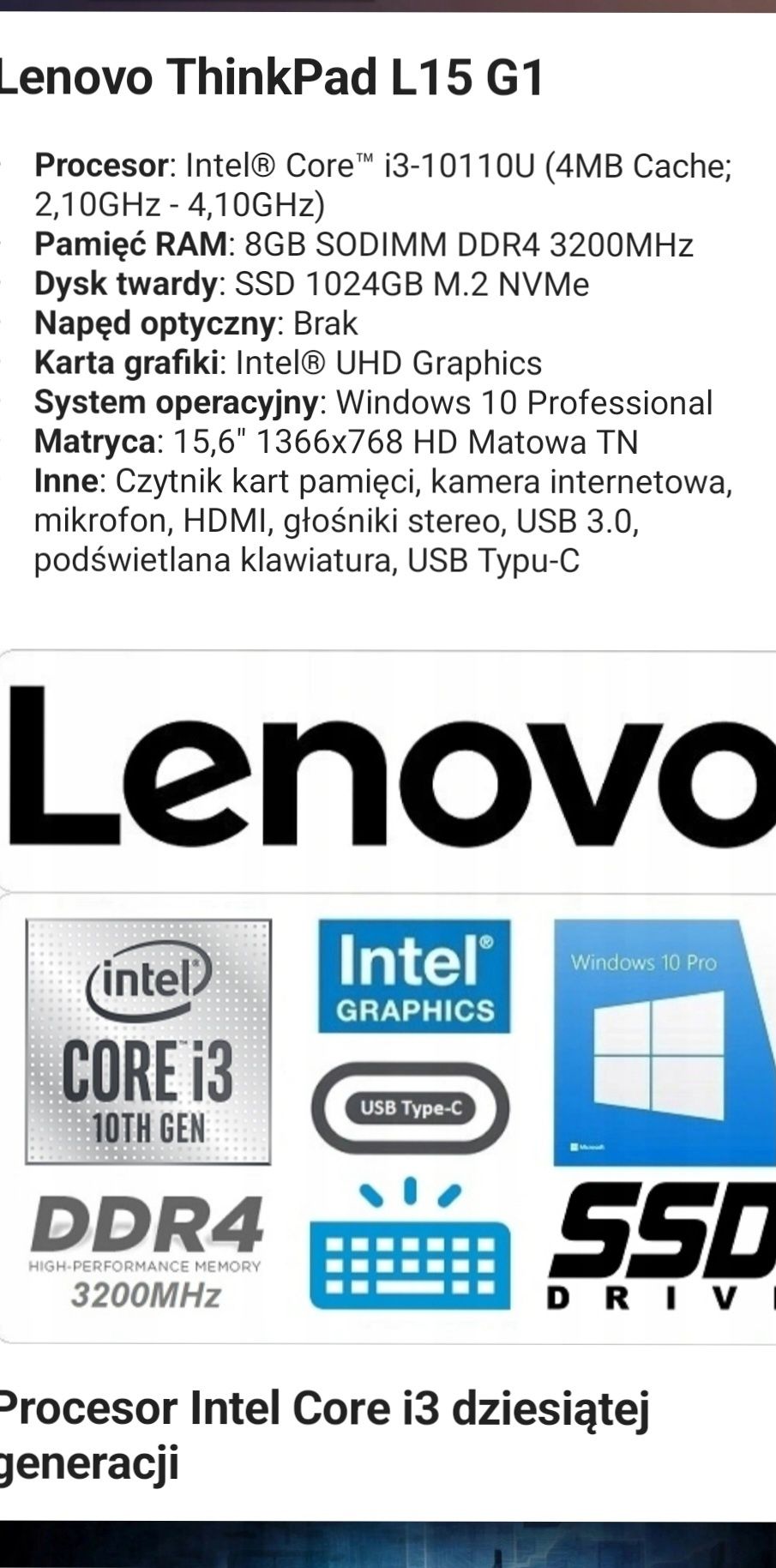 Lenovo thinkpad 15''