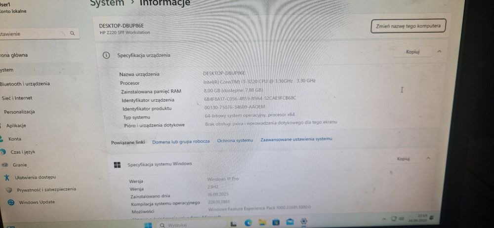 Zestaw komputerowy HP monitor Samsung klawiatura i mysz Windows 11