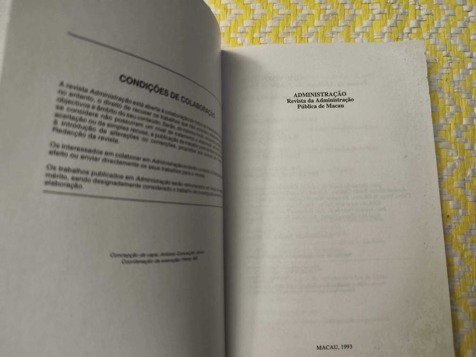 Revista da Administração Publica de Macau 
Revista（Número 21）Ano: 1993
