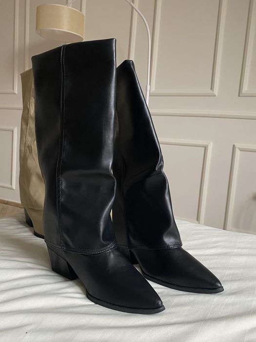 Жіночі козаки чоботи ковбойки нові бежеві чорні козаки