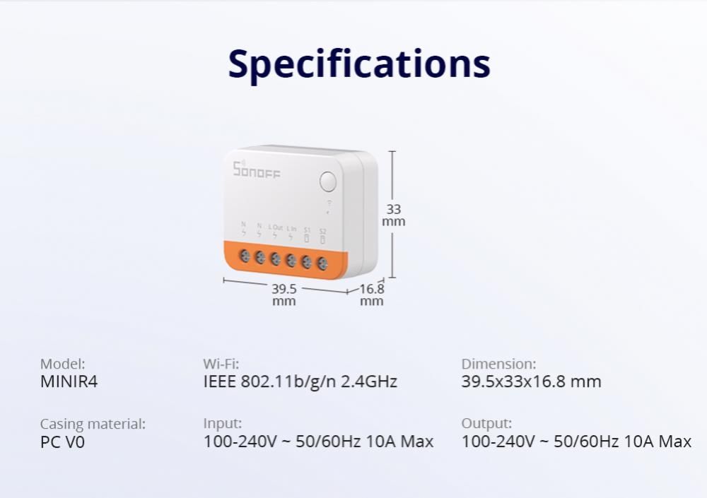 Sonoff Mini R4 вай-фай реле в подрозетник