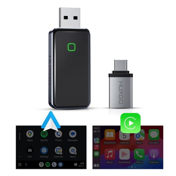 HUXGO Wireless CarPlay i Android Auto Adapter 2 w 1 bezprzewodowy