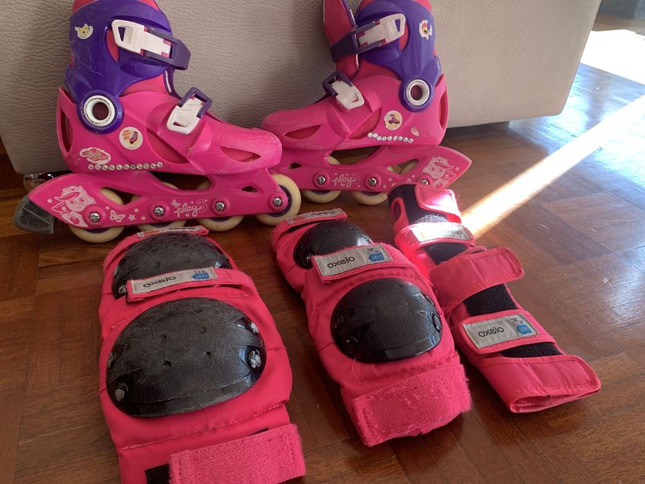 Patins Oxelo Play 3 e Kit de Proteções