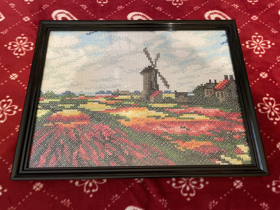 Haft krzyżykowy Obraz z ramka