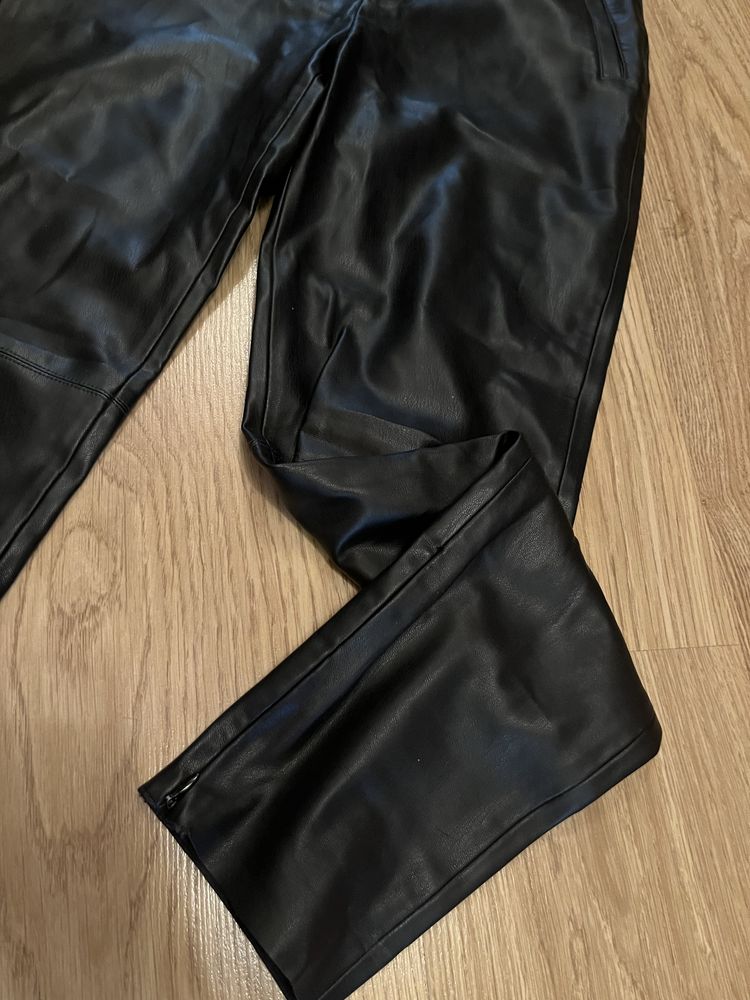 Штани брюки чорні екошкіра лосіни штани экокожа черные