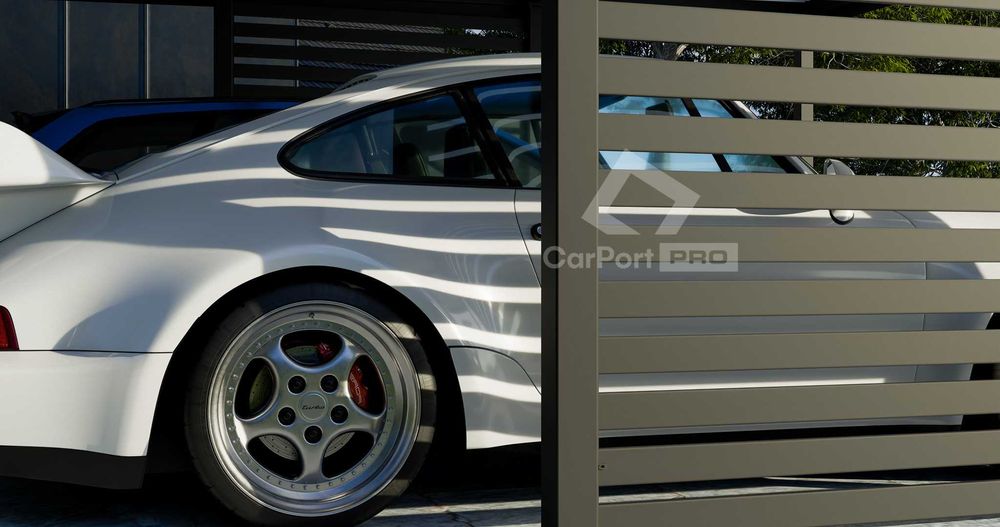 CarPort PREMIUM - wiata samochodowa 6x5 - antracyt - zabudowa  CP108